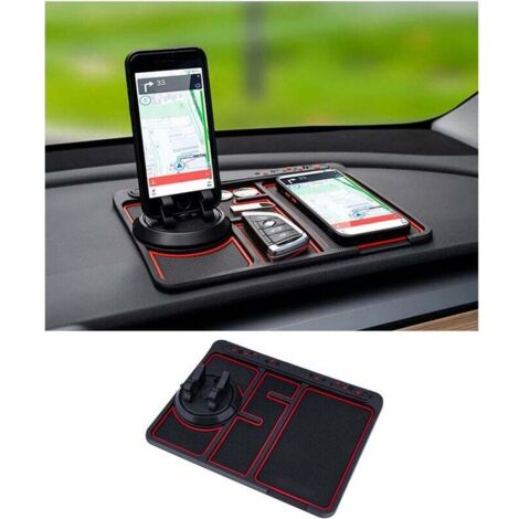 Alfombrilla antideslizante 4 en 1 para teléfono de coche, alfombrilla para salpicadero con soporte para matrícula y tarjeta de aparcamiento temporal.