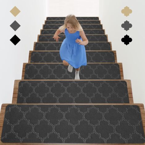 Alfombrilla antideslizante, peldaños autoadhesivos para escaleras, aptos para niños y personas mayores, color gris, 76 x 20 cm, 10 unidades.