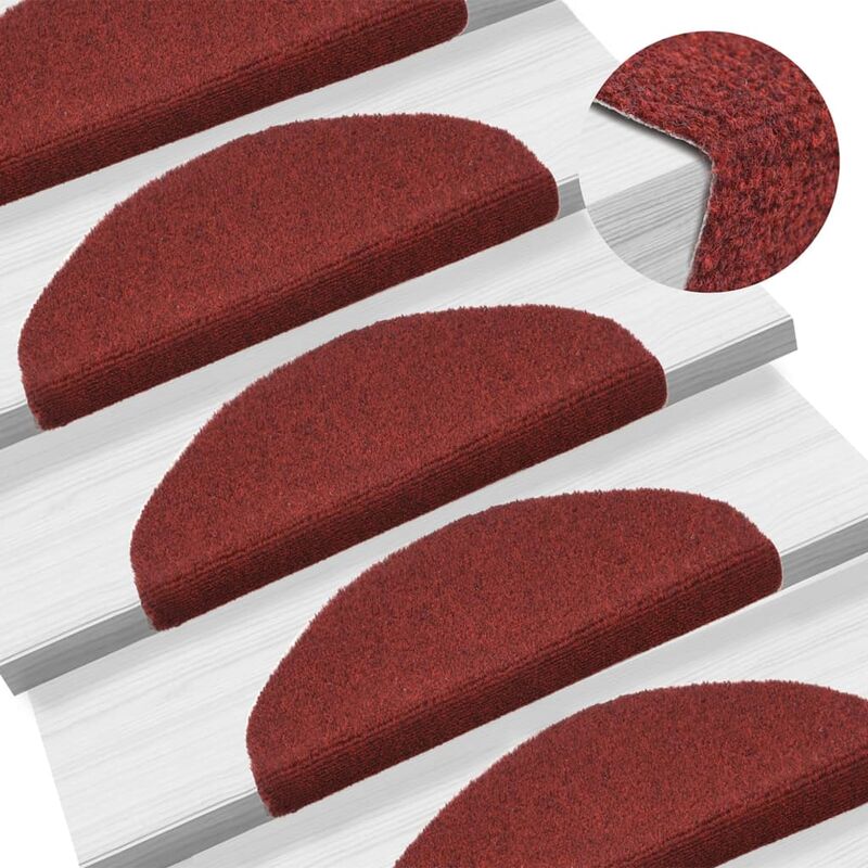 

Alfombrilla autoadhesiva de escalera 10 uds 65x21x4 cm roja