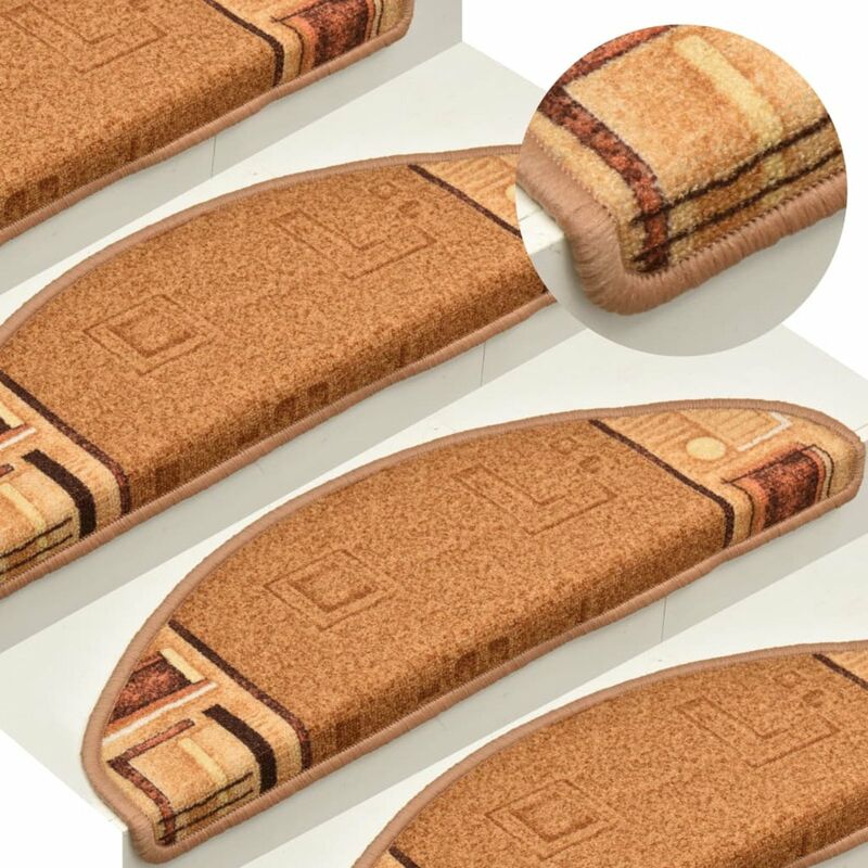 

Alfombrilla autoadhesiva de escalera 15 uds beige 65x21x4 cm