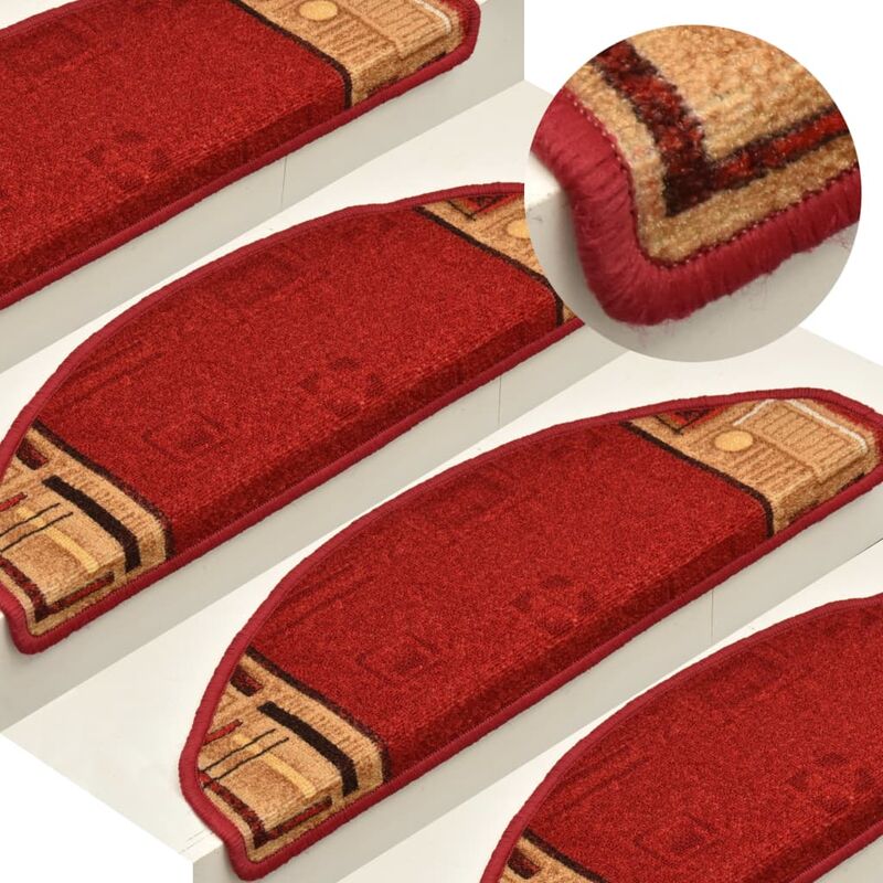 

Alfombrilla autoadhesiva de escalera 15 uds roja 65x21x4 cm - Rojo