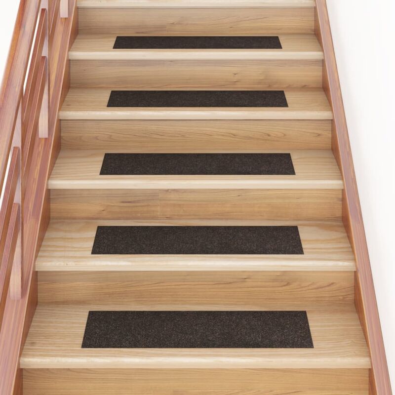 

Alfombrilla autoadhesiva escalera 15 uds marrón oscuro 76x20 cm