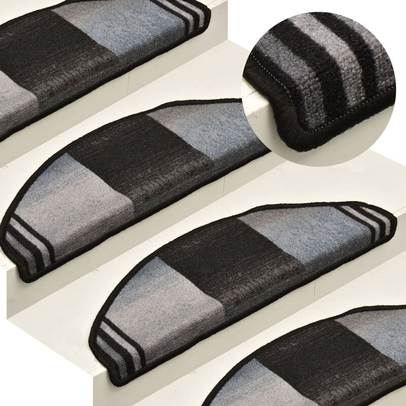 

Alfombrilla autoadhesiva escalera 15 uds negro gris 65x21x4 cm