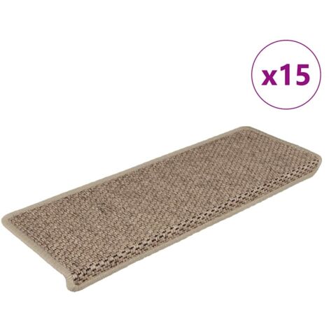 Alfombrilla autoadhesiva escalera sisal 15 uds arena 65x21x4 cm vidaXL984510