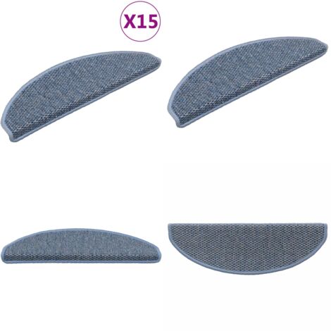 Alfombrilla autoadhesiva escalera sisal 15 uds azul 65x21x4 cm - Alfombra autoadhesiva - Escalera azul