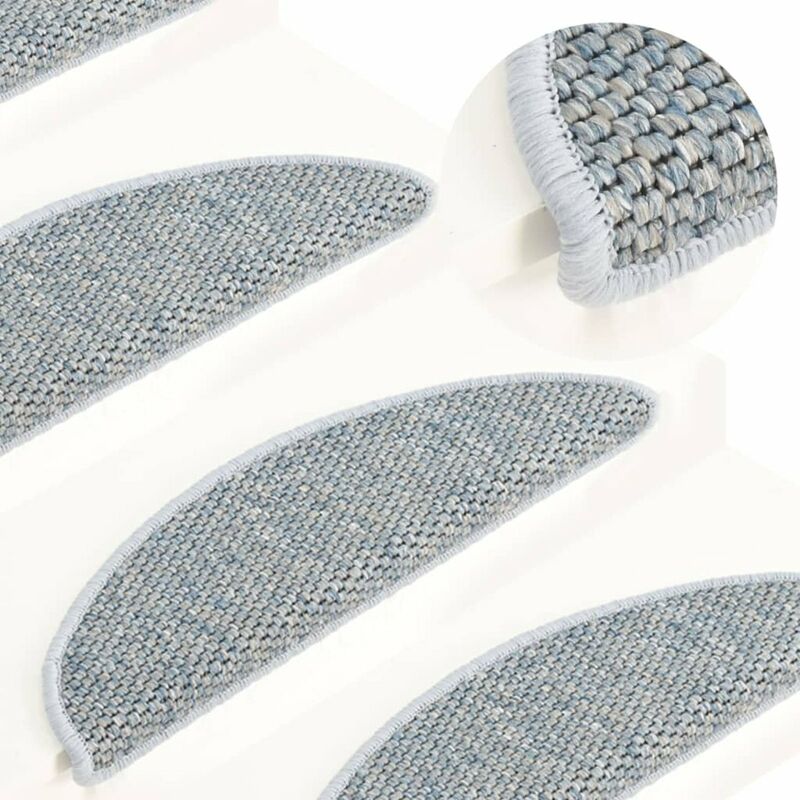 

Asupermall - Alfombrilla autoadhesiva escalera sisal 15 uds azul 65x25 cm