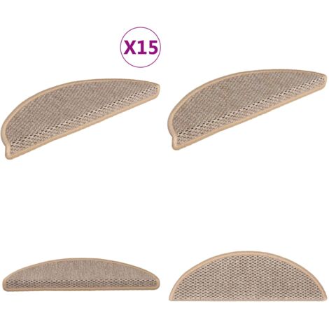 Alfombrilla autoadhesiva escalera sisal 15 uds beige 56x17x3 cm - Alfombra autoadhesiva - Alfombra sisal