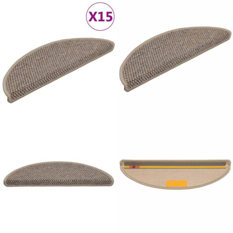 Alfombrilla autoadhesiva escalera sisal 15 uds beige 56x17x3 cm - Alfombra autoadhesiva - Alfombra sisal