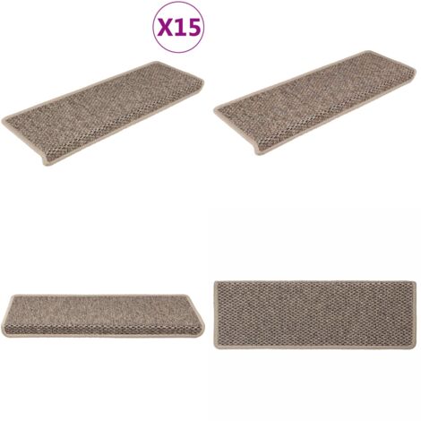 Alfombrilla autoadhesiva escalera sisal 15 uds beige 65x21x4 cm - Alfombra autoadhesiva - Alfombra sisal