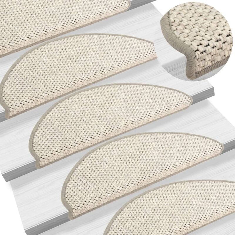 

BHD - Alfombrilla autoadhesiva escalera sisal 15 uds beige 65x25 cm