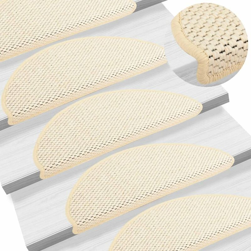 

Alfombrilla autoadhesiva escalera sisal 15 uds crema 65x25 cm
