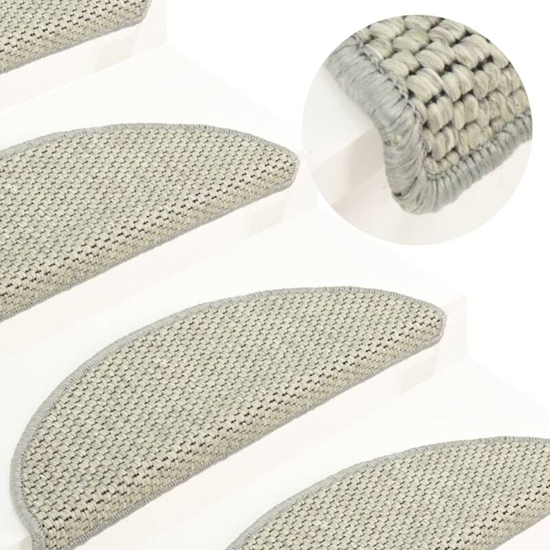 

Alfombrilla autoadhesiva escalera sisal 15 uds gris 65x25 cm