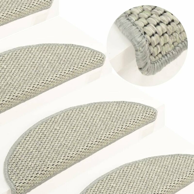 

Asupermall - Alfombrilla autoadhesiva escalera sisal 15 uds gris 65x25 cm