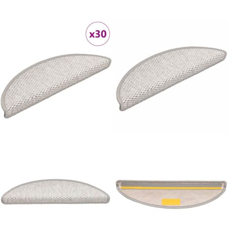 Alfombrilla autoadhesiva escalera sisal 30uds Platina 56x17x3cm - Alfombra autoadhesiva - Escalera sisal