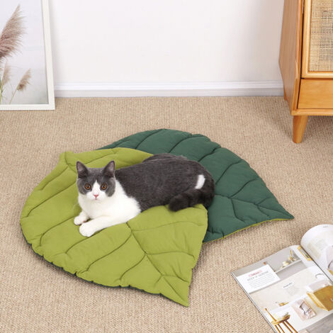 Alfombrilla/cojín/alfombra para mascotas de algodón puro grueso con estampado de hojas.