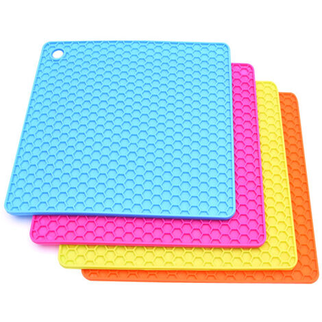 Alfombrilla cuadrada de silicona con diseño de panal, aislante térmico, posavasos, mantel individual para mesa de cocina, alfombrilla plana de estilo occidental, 1 pieza, color aleatorio.
