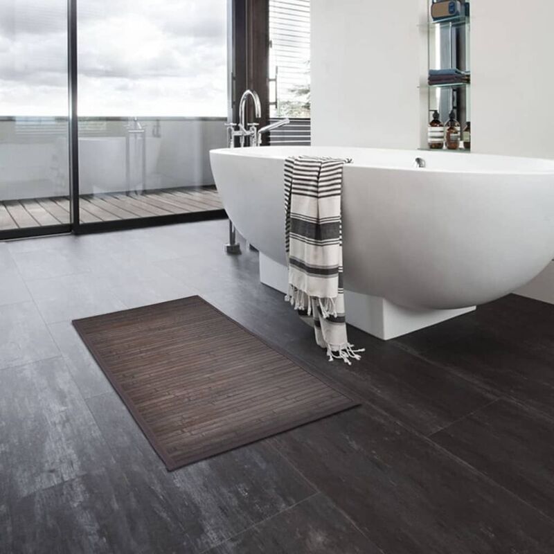 

Happyshopping - Alfombrilla de bano 2 unidades de bambu marron oscuro 60x90 cm