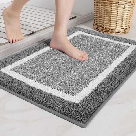 Alfombrilla de baño antideslizante, alfombrilla de microfibra suave, alfombrilla de ducha absorbente lavable a máquina, 50x80 cm, gris oscuro.