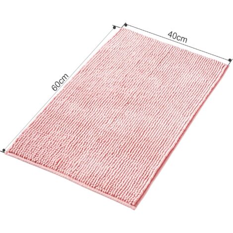 Alfombrilla de baño antideslizante de chenilla  Súper absorbente y lavable a máquina  Para baño, ducha y bañera  Rosa - 50x80 cm