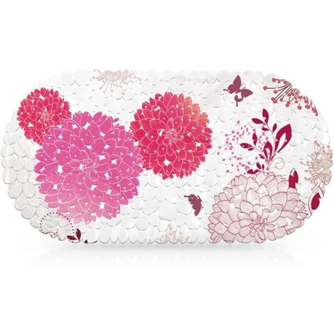 Alfombrilla de baño antideslizante, hortensia, con ventosas, lavable, L x A: 36 x 68 cm, verde