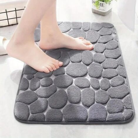 Alfombrilla de baño antideslizante, lavable y absorbente, segura y cómoda para el baño y el dormitorio (gris).