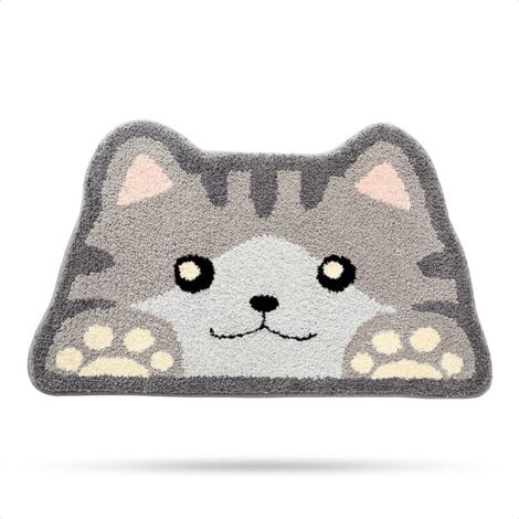 Alfombrilla de baño con forma de gato, súper suave y absorbente, lavable a máquina, antideslizante, 45 x 75 cm.