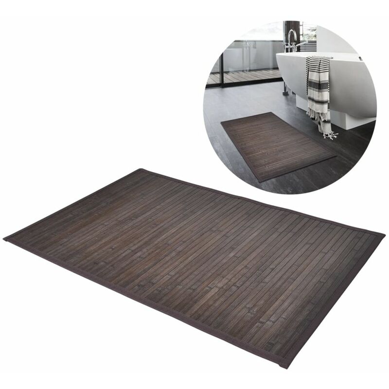 

Alfombrilla de baño de bambú 60 x 90 cm marrón oscuro