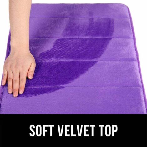 Alfombrilla de baño de espuma viscoelástica, antideslizante, absorbente, lavable, 40 x 60 cm, color morado