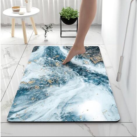 Alfombrilla de baño de tierra de diatomeas/Alfombrilla de ducha de secado rápido/Alfombrilla de baño antideslizante/Alfombrilla lavable para debajo de la puerta, baño, inodoro (Textura de galaxia)