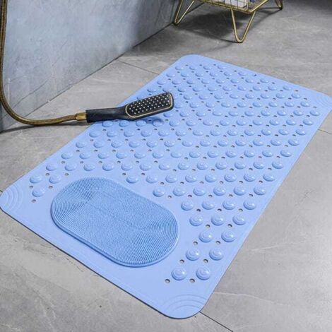 Alfombrilla de baño larga con ventosas antideslizantes, azul cielo, 5080 cm, alfombrilla de PVC antideslizante, alfombrilla para el suelo del baño.