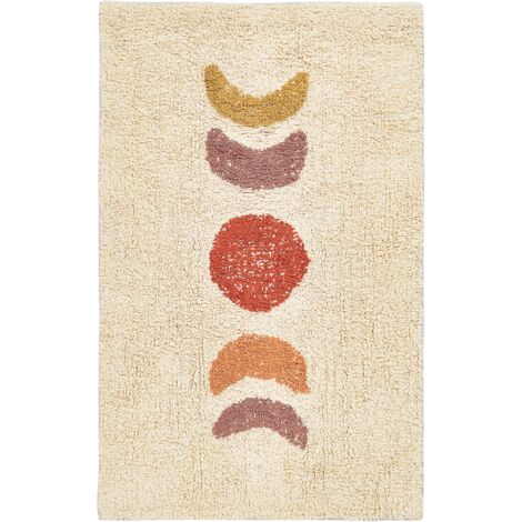 Alfombrilla de baño moderna de algodón forma rectangular 50 x 80 cm patrón decorativo accesorios de baño beige Esme