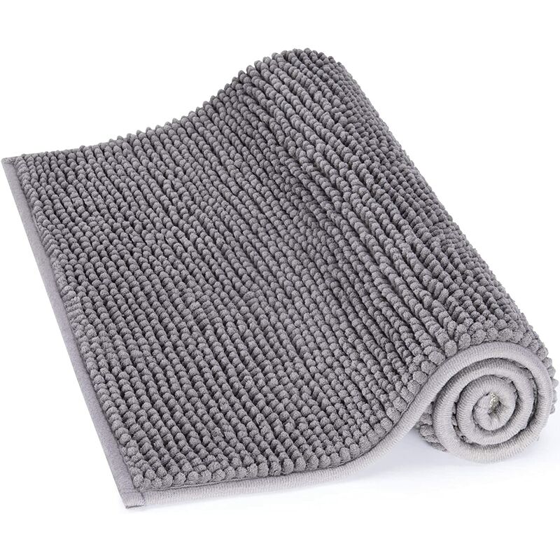 

Alfombrilla de baño absorbente antideslizante Alfombrilla de ducha de microfibra de chenilla (gris)