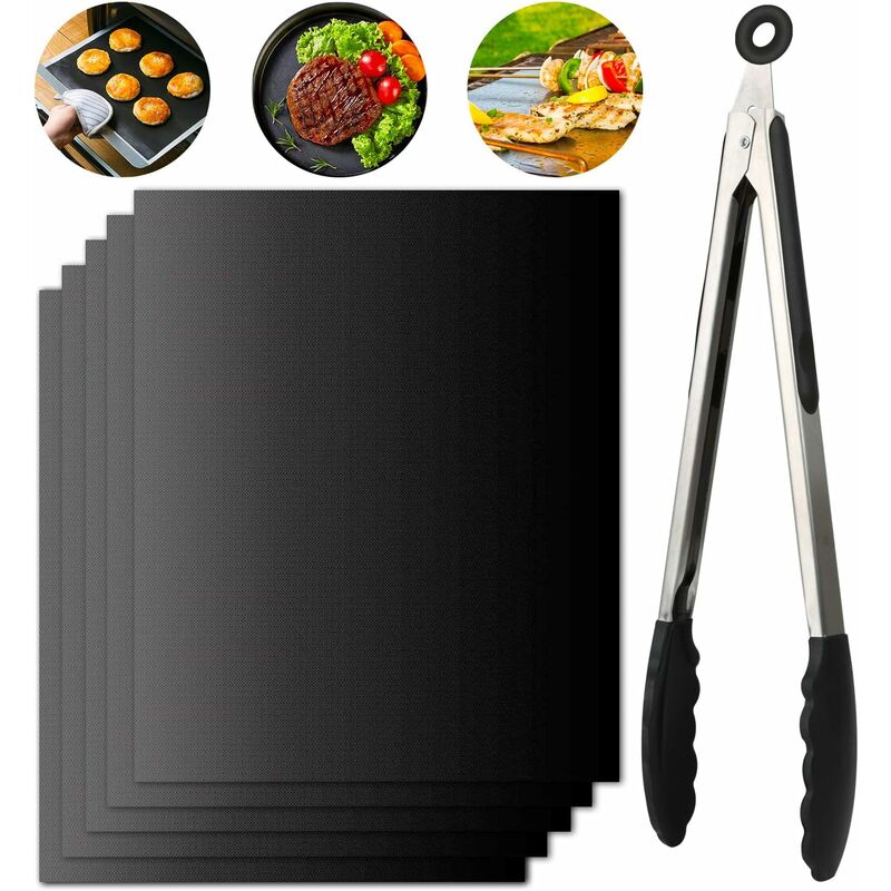 

Alfombrilla de cocina LITZEE, juego de 5 alfombrillas para parrilla 40x33cm alfombrilla antiadherente y reutilizable para parrilla a gas carbón