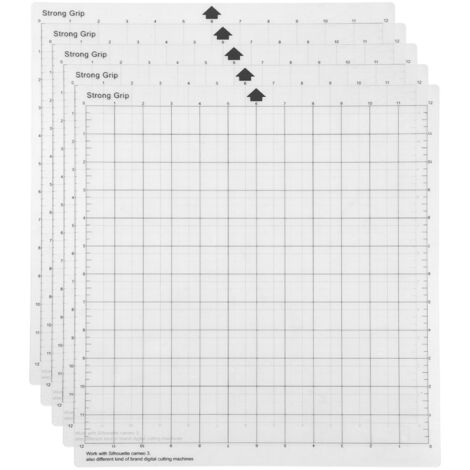 Alfombrilla de corte de repuesto Adhesivo transparente Cricut Mat con cuadrícula de medición 12 por 12 pulgadas para Silhouette Cameo Cricut Explore Plotter Machine 5PCS