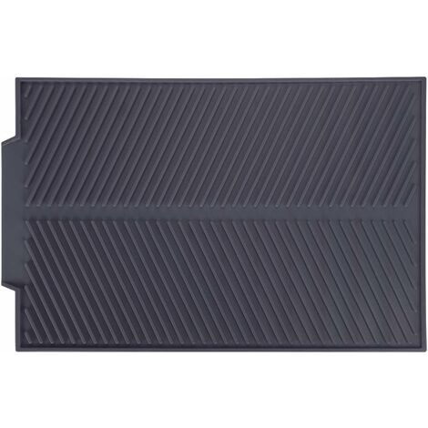 Alfombrilla de drenaje de silicona rectangular Alfombrilla de secado antideslizante Bandeja resistente al calor Alfombrilla para platos (Gris)