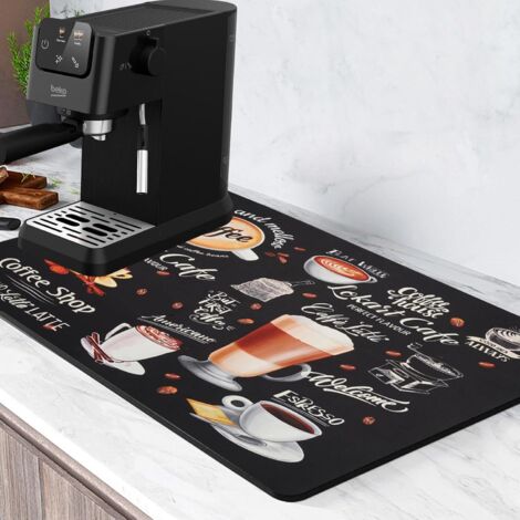 Alfombrilla de drenaje para cafetera, alfombrilla absorbente, 40 x 50 cm, alfombrilla de cocina con base de goma antideslizante y resistente a las manchas, ideal para cafetera, cocina, fregadero, baño
