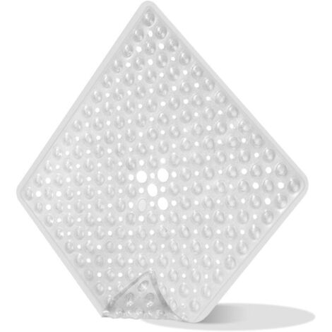 Alfombrilla de ducha antideslizante cuadrada de 53 x 53 cm, libre de BPA, con orificios de drenaje para mayor resistencia al agua.