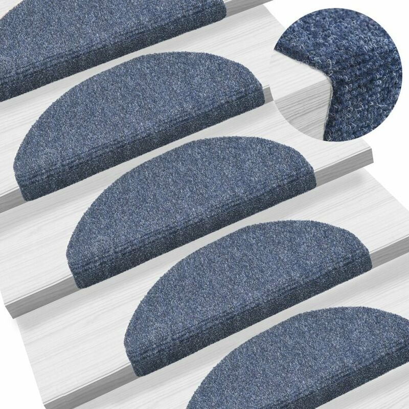 

Alfombrilla de escaleras 15 uds tela punzonada 65x21x4 cm azul