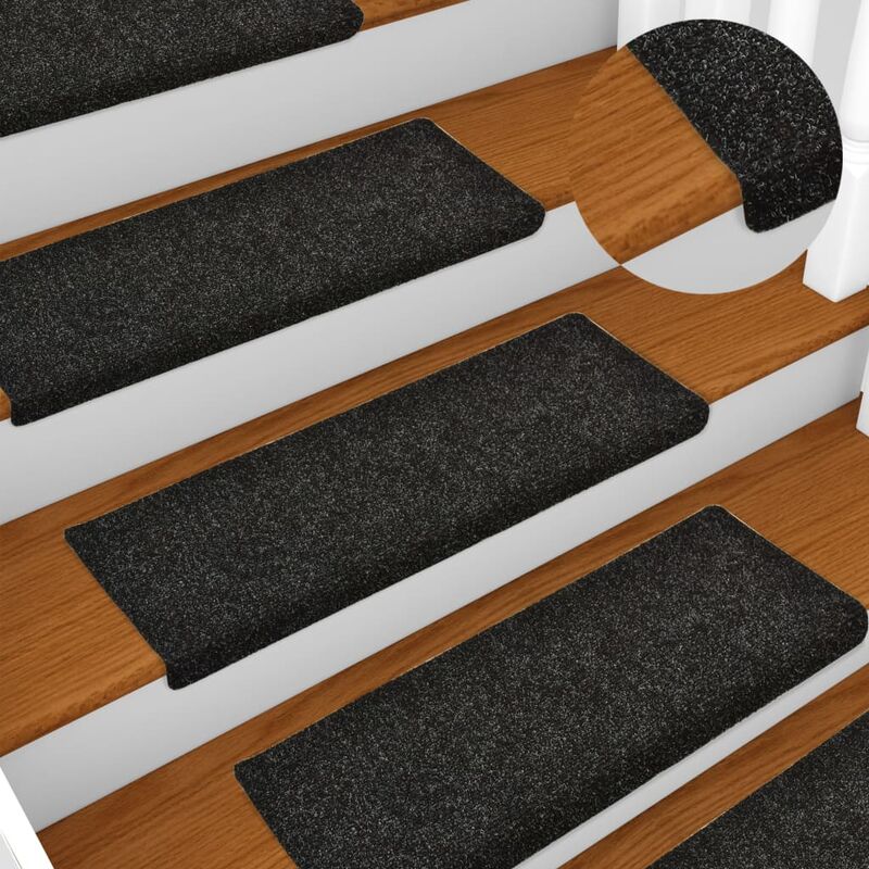 

Alfombrilla de escaleras 15 uds tela punzonada negro 65x25 cm - Negro