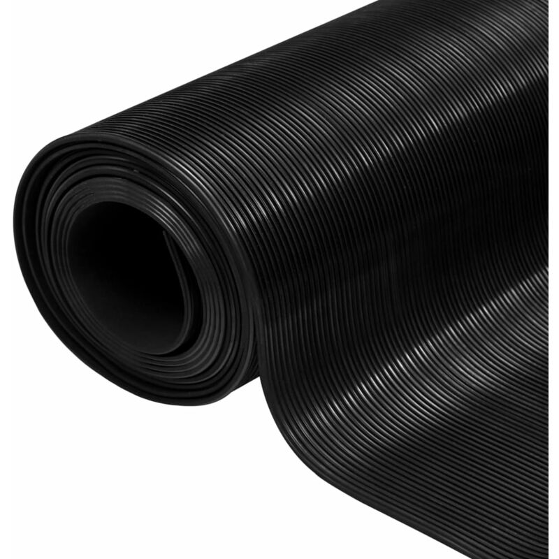 

Youthup - Alfombrilla de goma antideslizante 1,5x4 m 3 mm acanalado fino - Negro