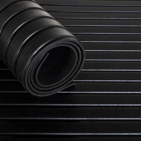 Alfombrilla de goma en rollo costilla ancha 4,5 mm - Ancho 200 cm