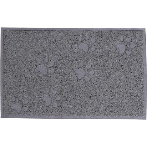 Alfombrilla de PVC resistente para arenero, 40x30 cm, fácil de limpiar, mantiene tu apartamento limpio, suave para las patas del gato, antideslizante, gris.