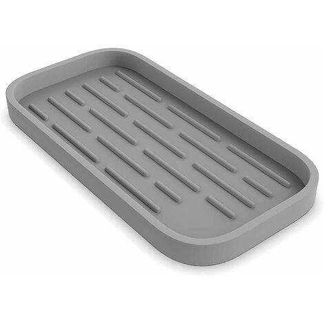 Alfombrilla de silicona para goteo - Alfombrilla seca para copas de vino, soporte antideslizante para esponja/fregadero (gris) GDRHVFD