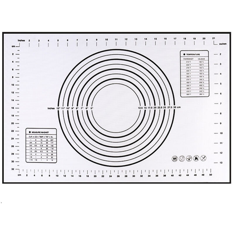 

Happyshopping - Alfombrilla de silicona para hornear Alfombrilla para barbacoa con diseno de escala transparente Lavable giratoria para uso diario en