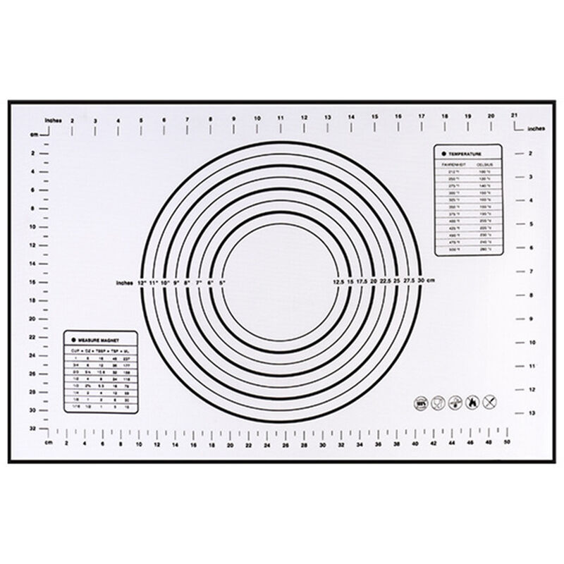 

Happyshopping - Alfombrilla de silicona para hornear Alfombrilla para barbacoa con diseno de escala transparente Lavable giratoria para uso diario en