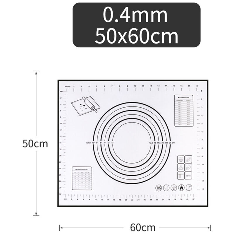 

Happyshopping - Alfombrilla de silicona para hornear Alfombrilla para barbacoa con diseno de escala transparente Lavable giratoria para uso diario en