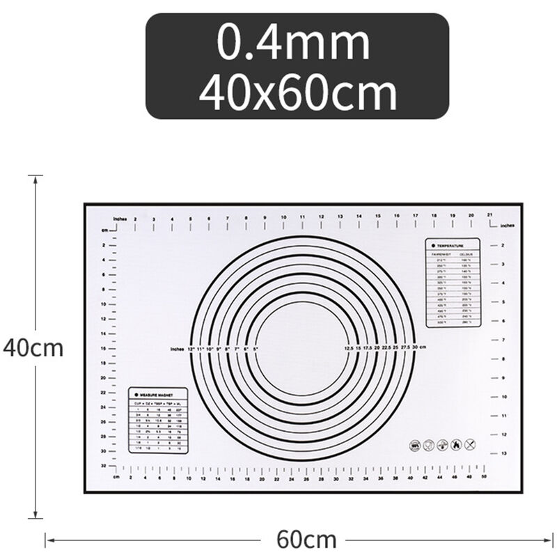 

Happyshopping - Alfombrilla de silicona para hornear Alfombrilla para barbacoa con diseno de escala transparente Lavable giratoria para uso diario en