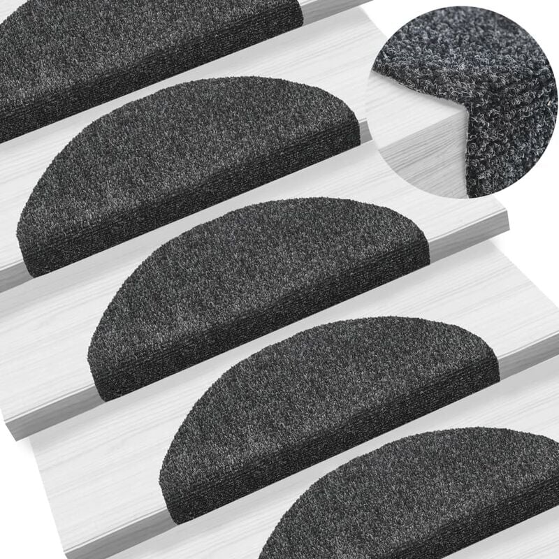 

Alfombrilla escaleras 15ud tela punzonada 65x21x4cm gris oscuro - Gris