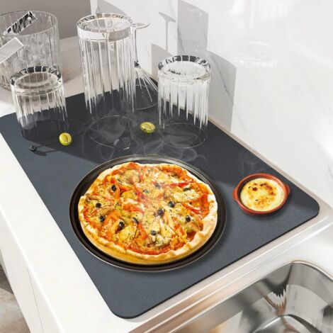 Alfombrilla escurridora de platos, alfombrilla de secado de platos superabsorbente, alfombrilla de nanofibra de secado rápido para fregadero de cocina (50 x 60 cm, gris oscuro)