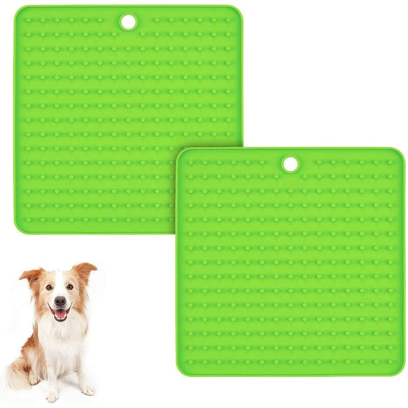 

Alfombrilla impermeable para perros de 2 partes, perfecta para alimentar yogur o mantequilla de maní (verde)